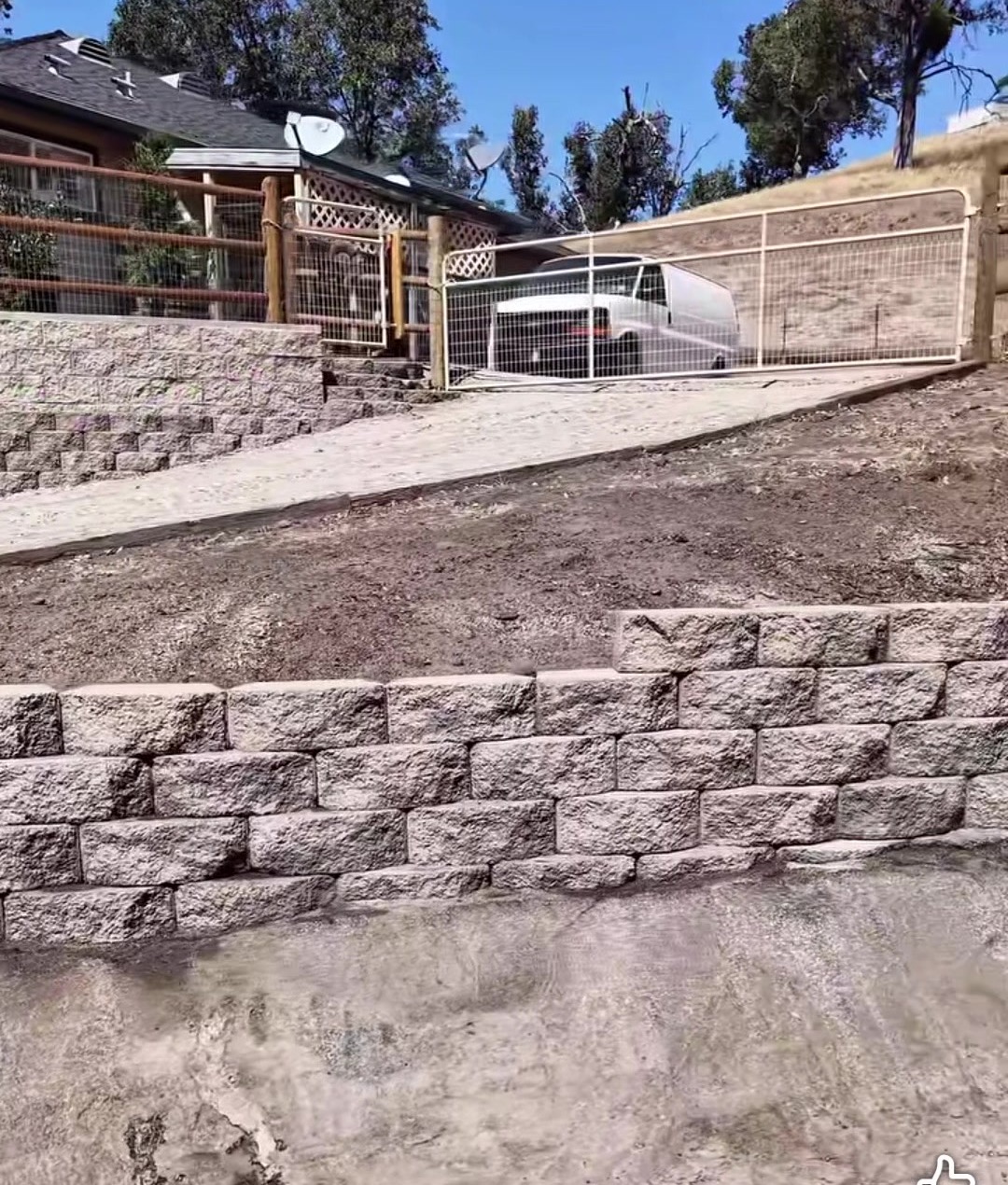 A long finished block wall